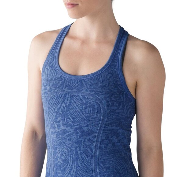 LULULEMON Swiftly Tech Racerback Heathered Harbor Blue Tank Top size 10 - Picture 2 of 12